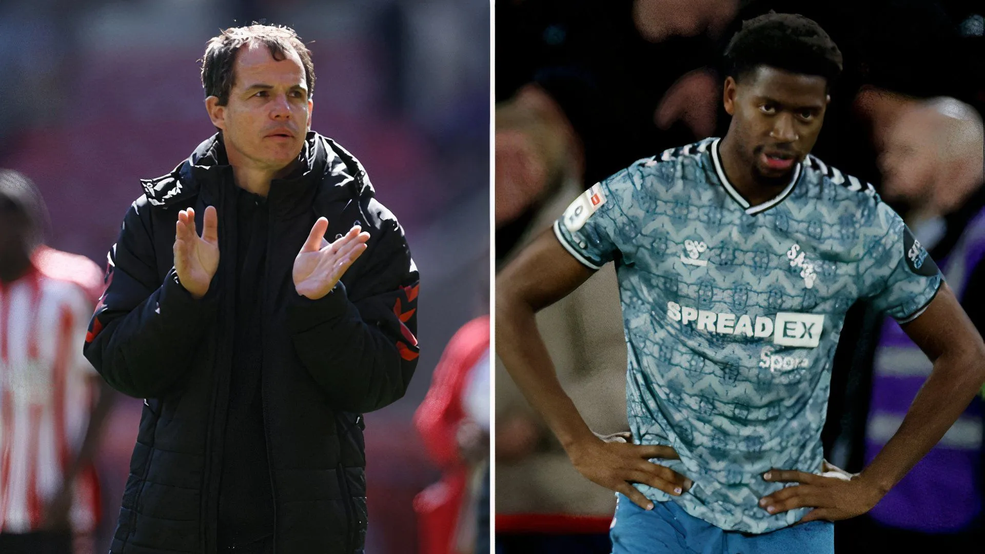 Huấn luyện viên Regis Le Bris và cầu thủ Aje Alese của Sunderland