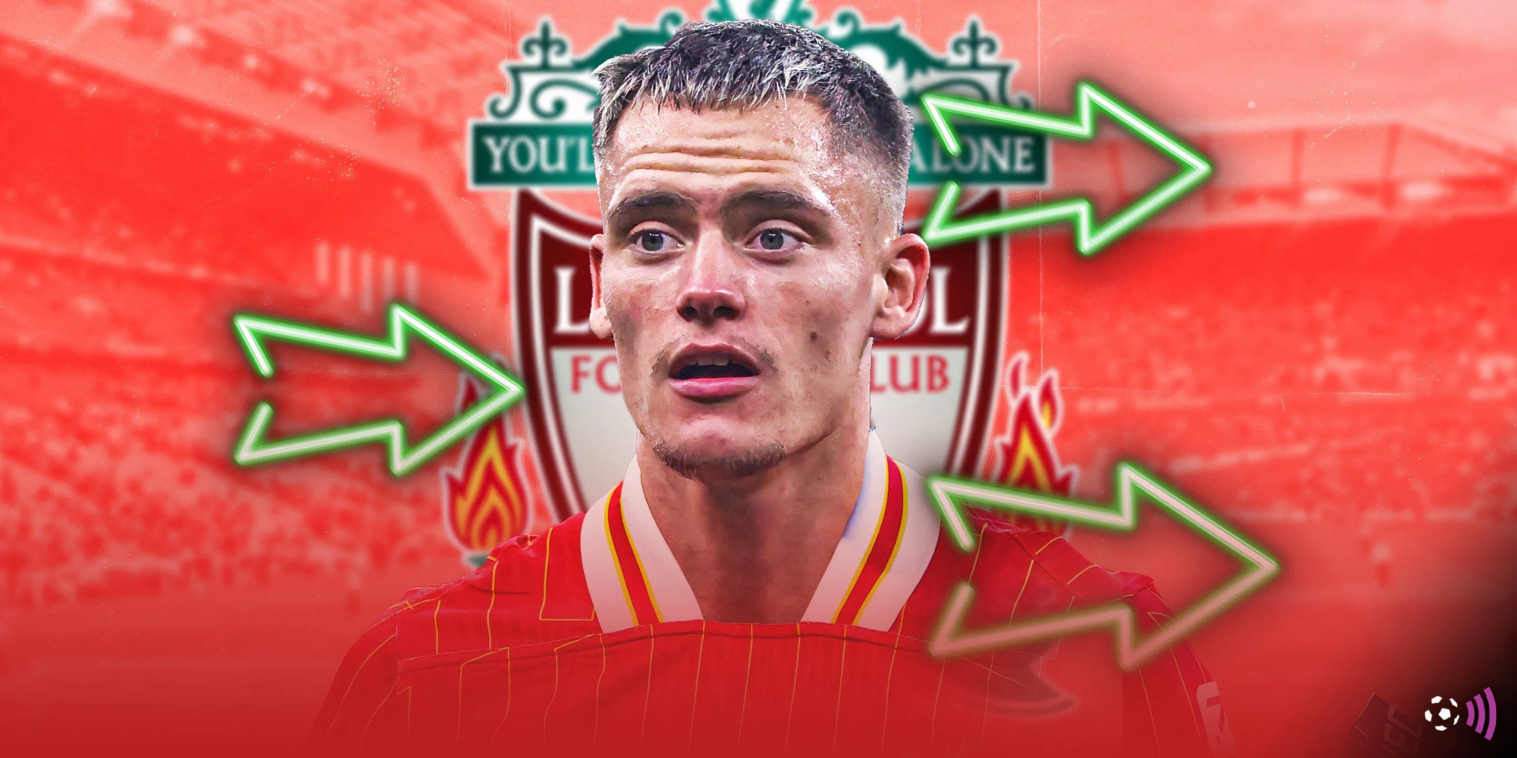 Hình ảnh đồ họa minh họa Florian Wirtz với logo Liverpool