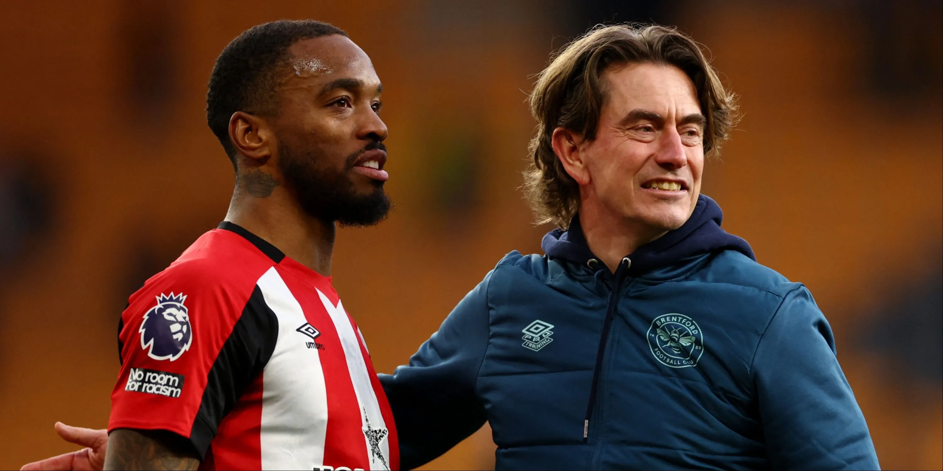 Huấn luyện viên Thomas Frank và tiền đạo Ivan Toney khi còn ở Brentford