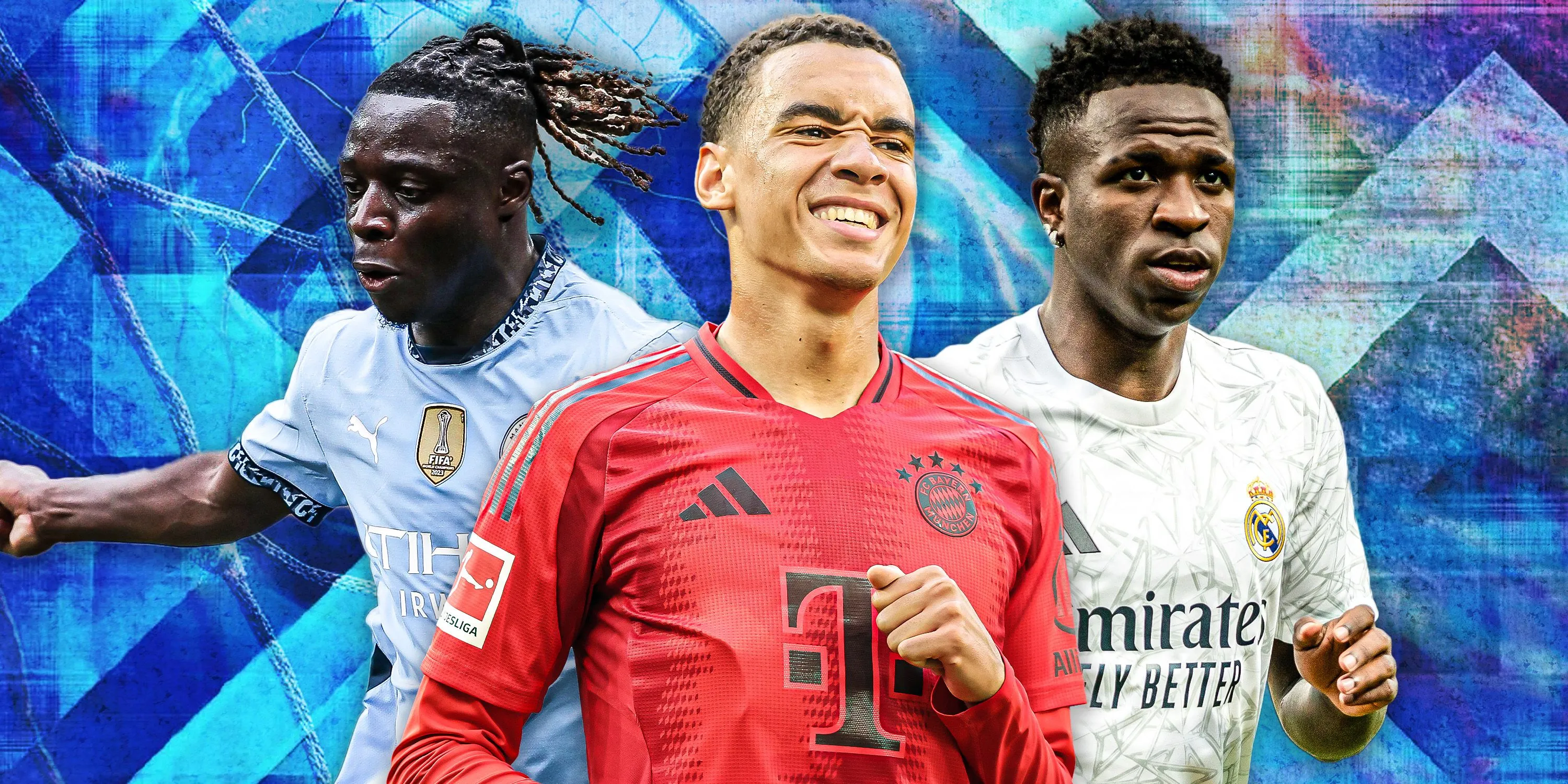 Một hình ảnh tùy chỉnh của Jeremy Doku, Jamal Musiala và Vinicius Junior
