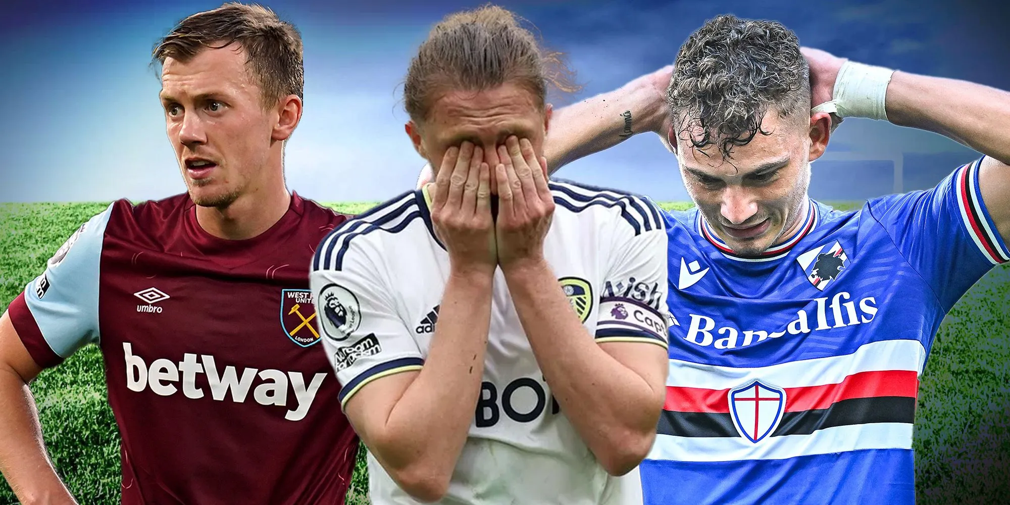 Tổng hợp hình ảnh các cầu thủ West Ham, Leeds United và Sampdoria thất vọng sau khi xuống hạng.